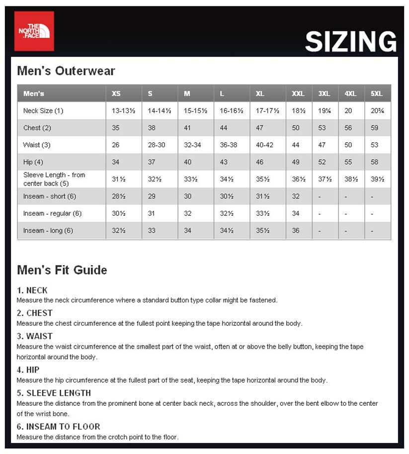 north face size guide womens uk