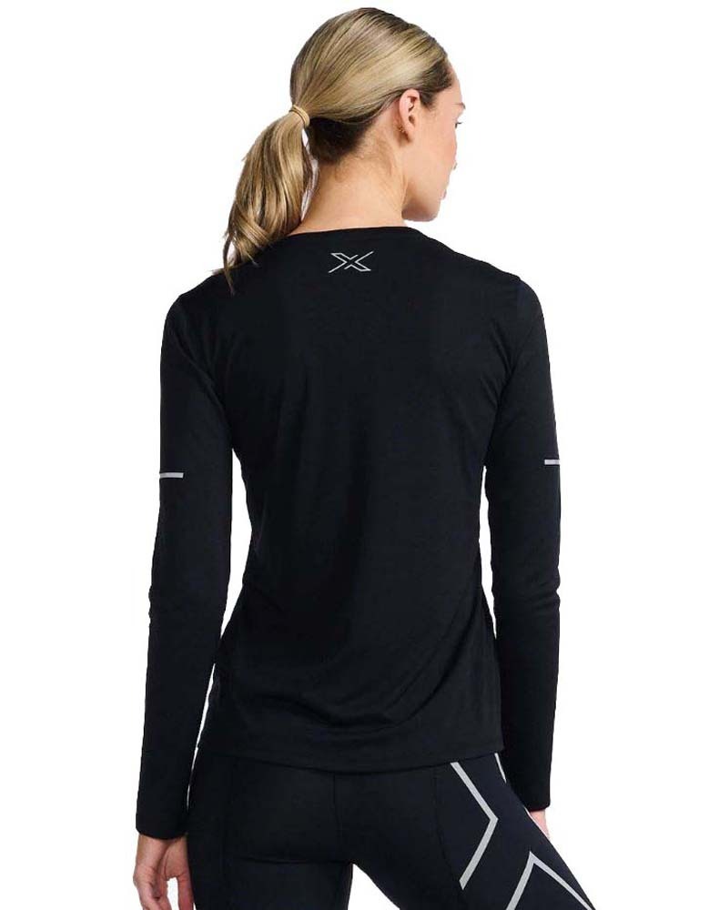 2XU Aero L/S Womens Running T-Shirt - Black/Silver Reflective - XS