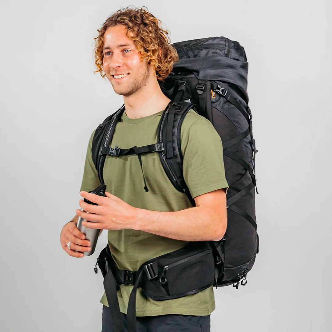 Black Wolf Falcon 60L Hiking Backpack - Jet Black