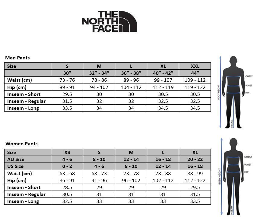 north face pant sizing