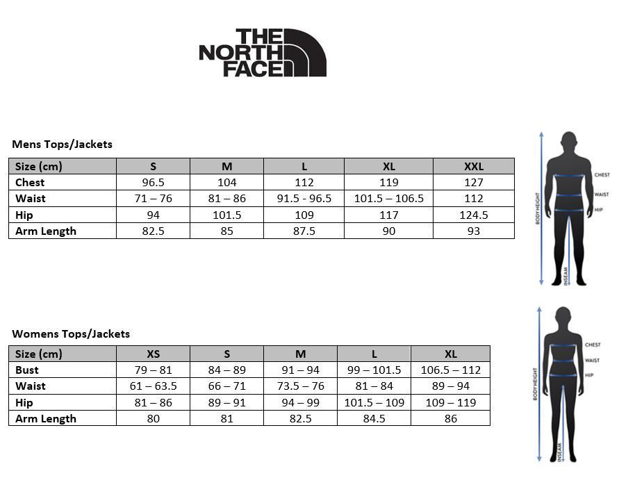 north face kids size chart