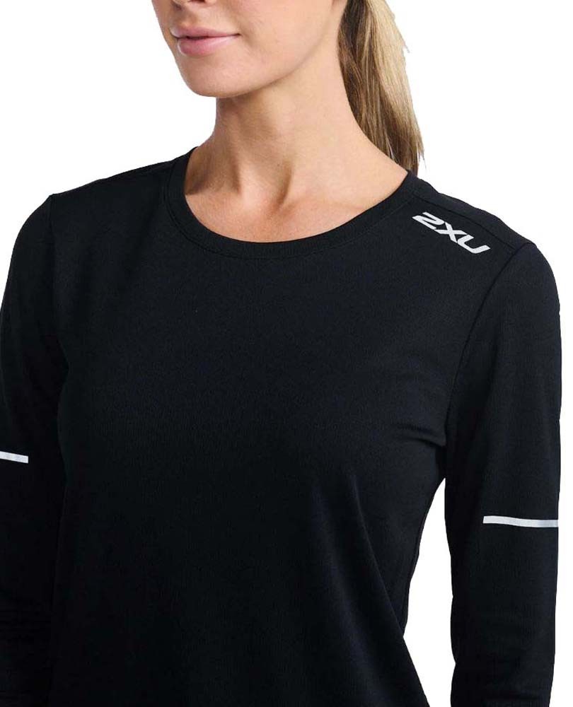 2XU Aero L/S Womens Running T-Shirt - Black/Silver Reflective - XS