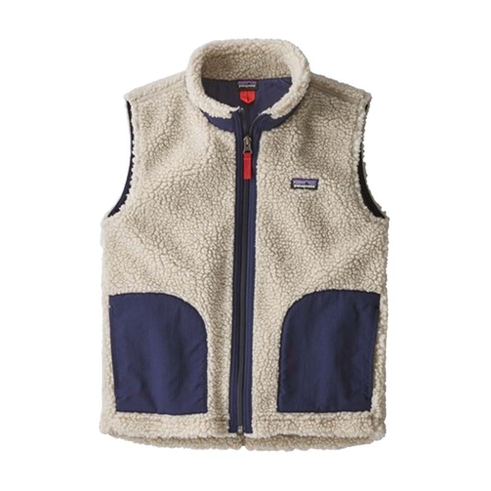 Patagonia Retro X Kids Fleece Vest Natural w Classic Navy S