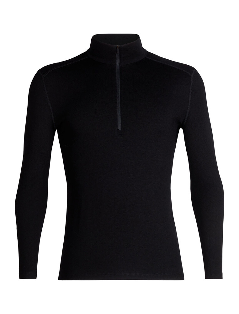 Icebreaker 260 Tech Mens Long Sleeve Half Zip Merino Thermal Shirt - Black  - XXL