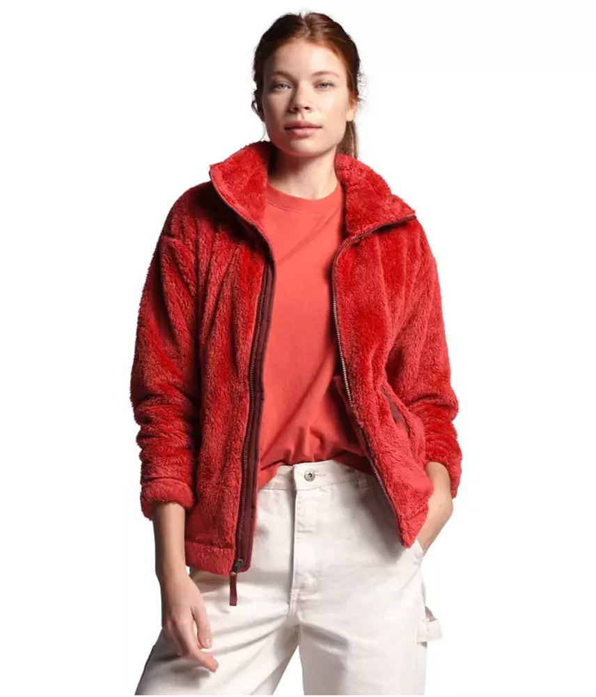 womens red north face fleece jacket