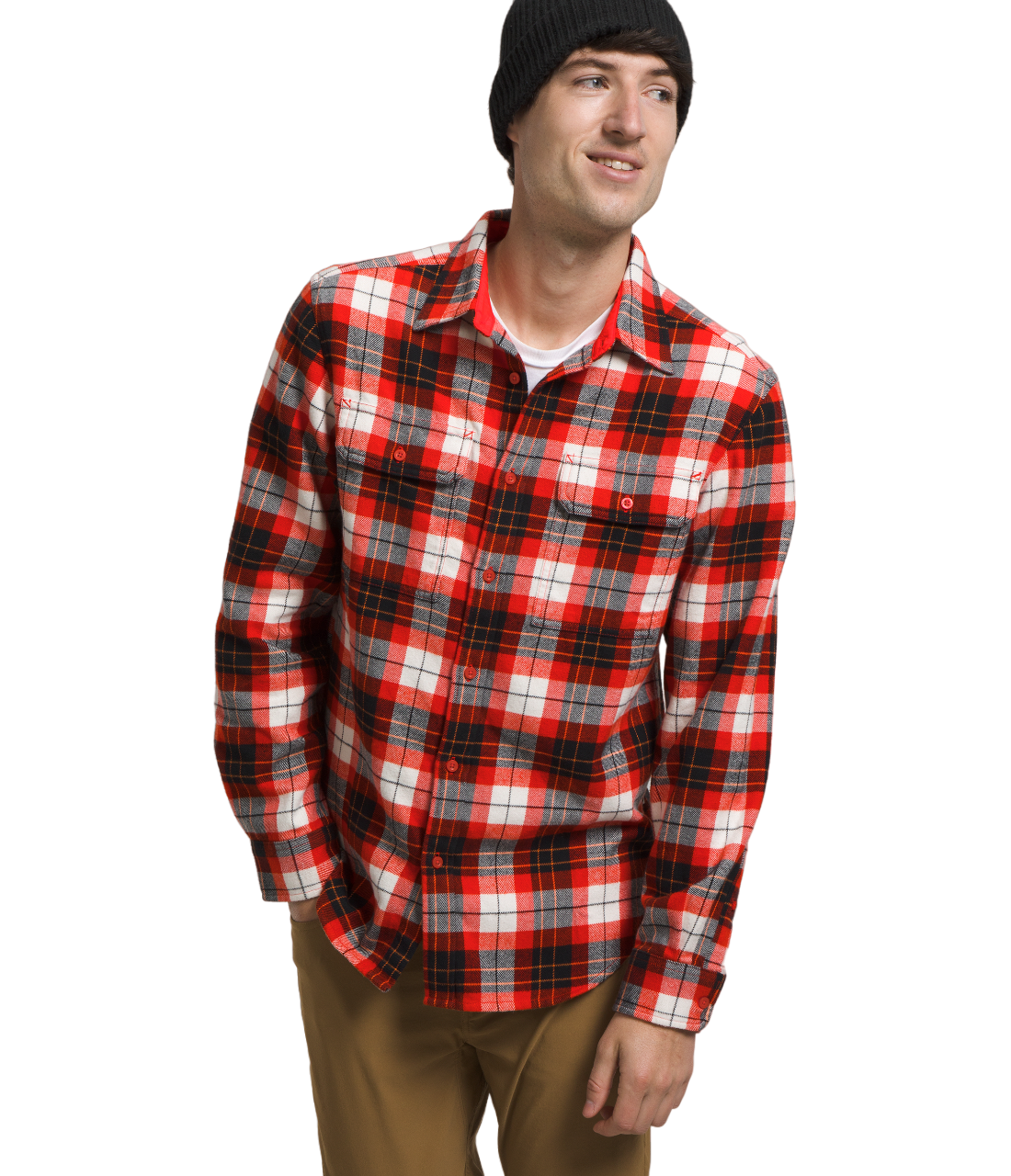 The North Face Arroyo Mens Lightweight Flannel Shirt Fiery Red Medium Icon Plaid 2 M