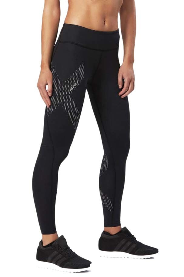 femte Procent Kære 2XU Womens Mid-Rise Compression Tights - Black/Dotted Reflective Logo - L