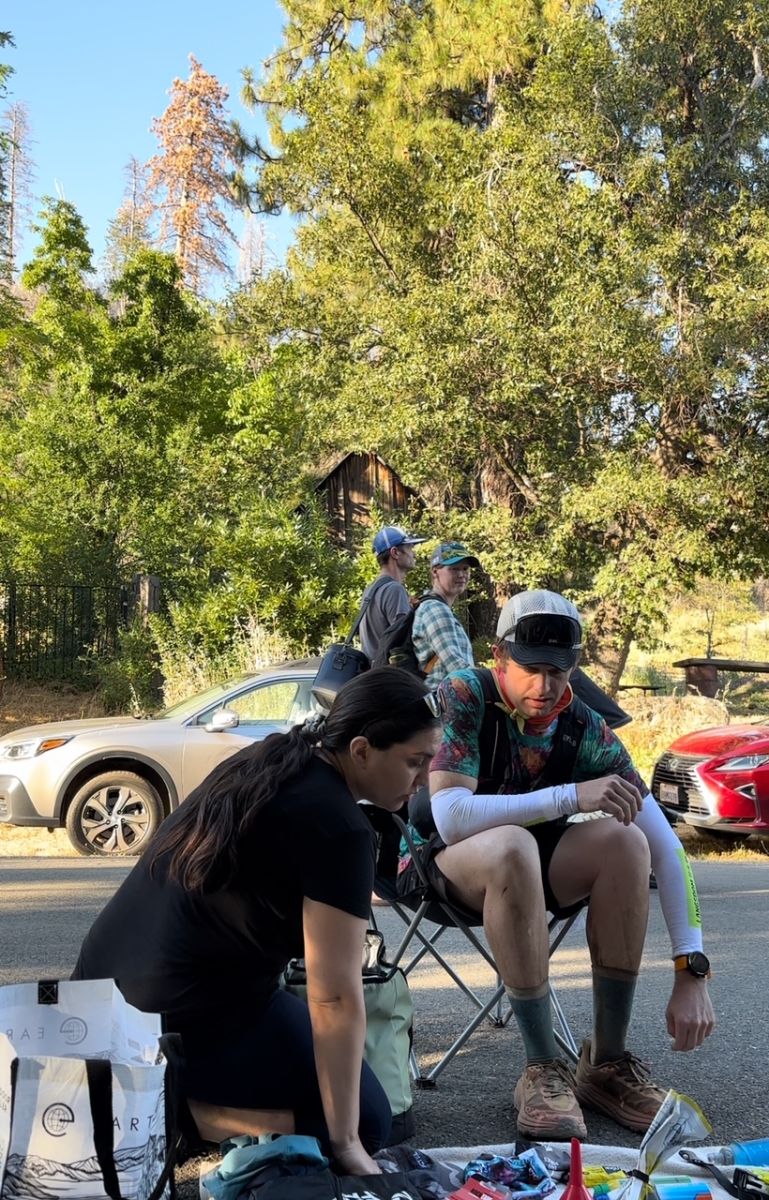 Ryan sitting at a rest station