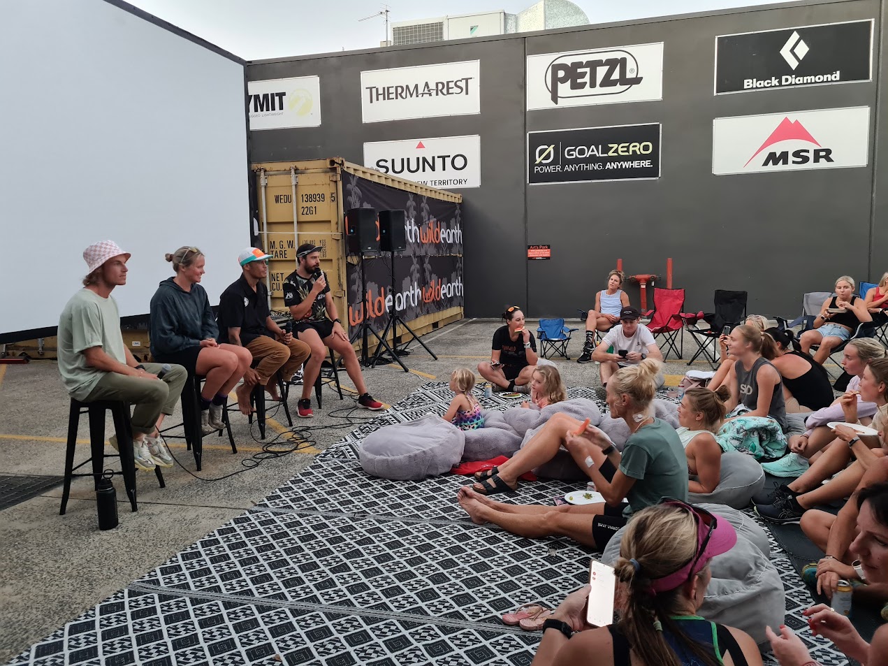 'Running Out' screening with Lucy Bartholomew. Picture features an Q+A panel with Lucy and other runners. 