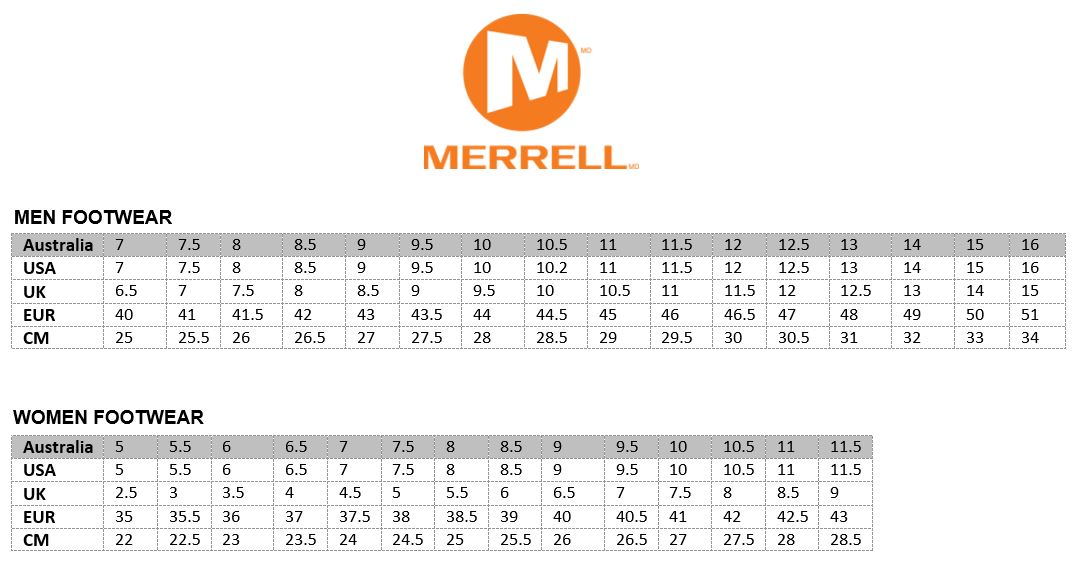 merrell sizing compared to nike