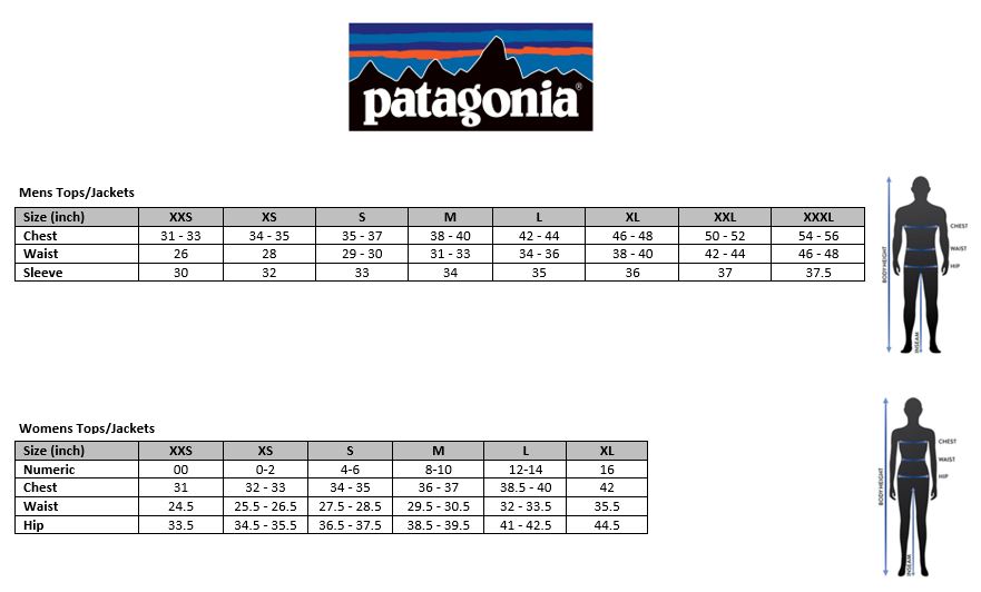 Patagonia Women Size Chart