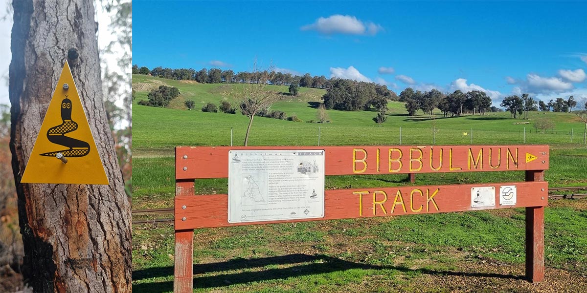 Snake warning sign and Bibbulmun Track sign