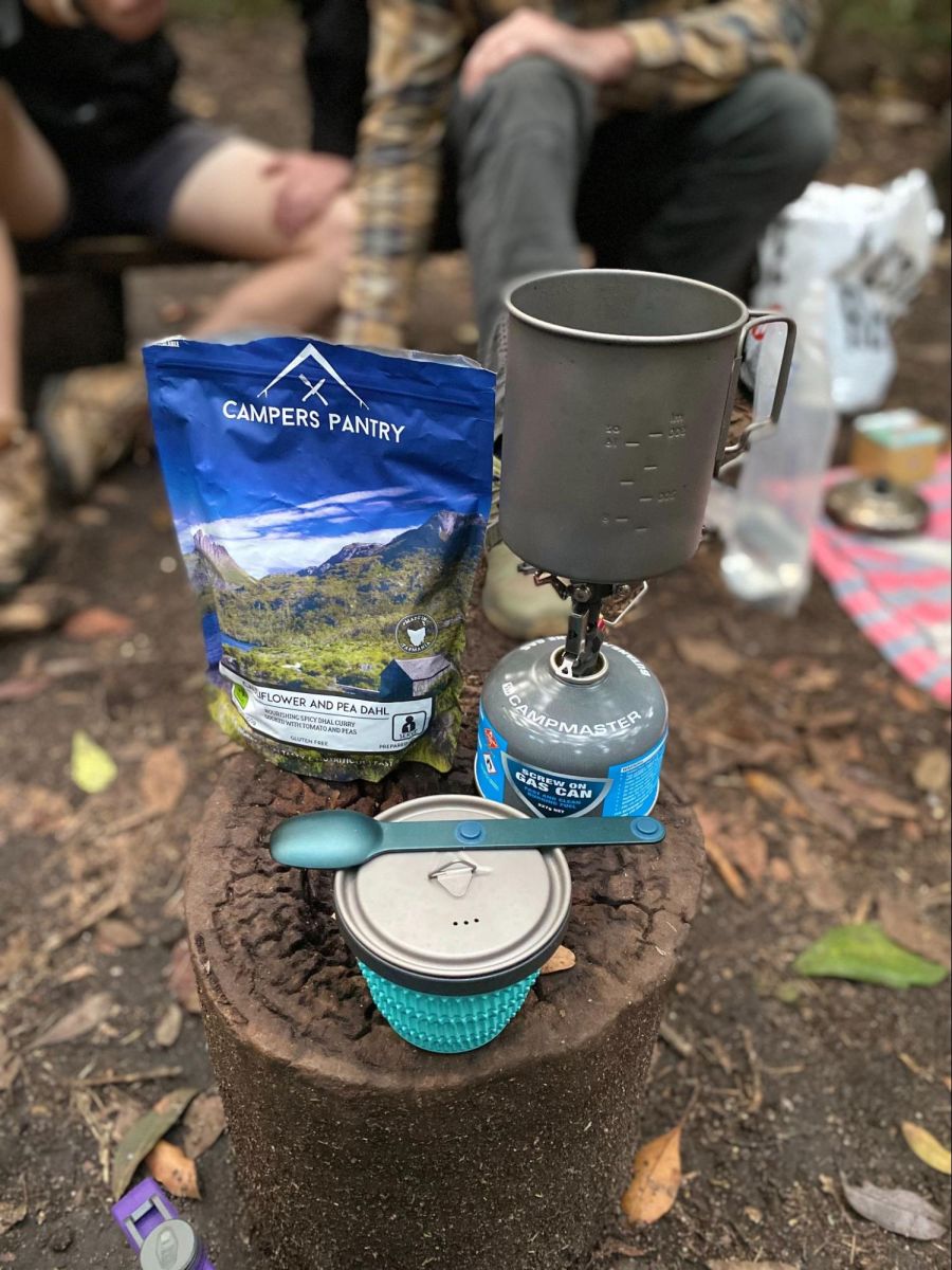 Camper's Pantry meal being cooked with Toaks cook pot