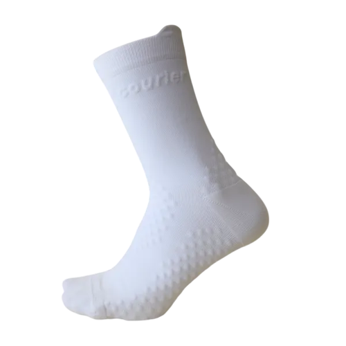 Courier Hi-Fi Unisex Running Crew Socks - Bright White - M