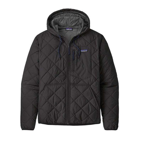 Patagonia Diamond Quilted Bomber Mens Insulated Hooded Jacket - Black - L