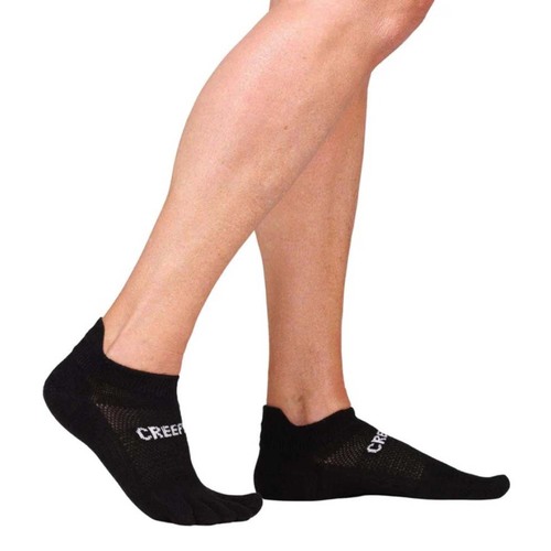 Creepers Unisex Merino Blend Running Low Ankle Toe Socks - Black - S