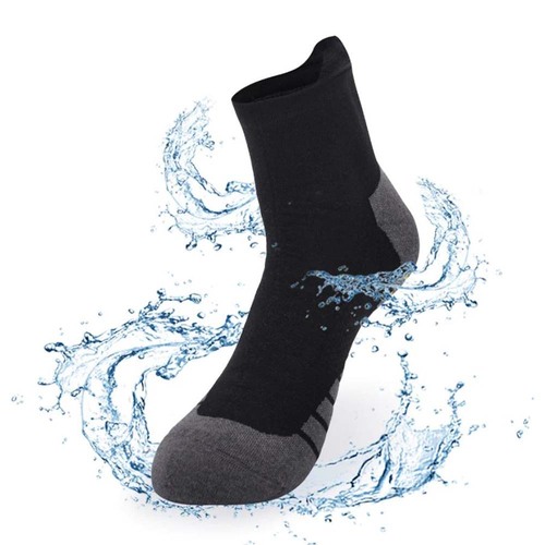 Leakdry Breathable Waterproof Trail Dri-Nit Unisex Quarter Crew Socks - Black/Grey - L