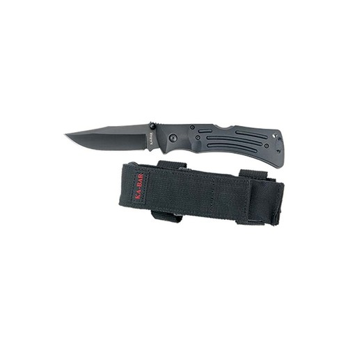 Ka Bar Mule Folder Straight Edge Knife With Black Polyester Sheath Pocket Clip