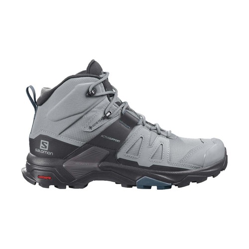 Salomon X Ultra 4 Mid GTX Wide Womens Hiking Boots - Quarry/Black/Legion Blue - 7US