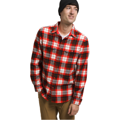 The North Face Arroyo Mens Lightweight Flannel Shirt - Fiery Red Medium Icon Plaid 2 - S