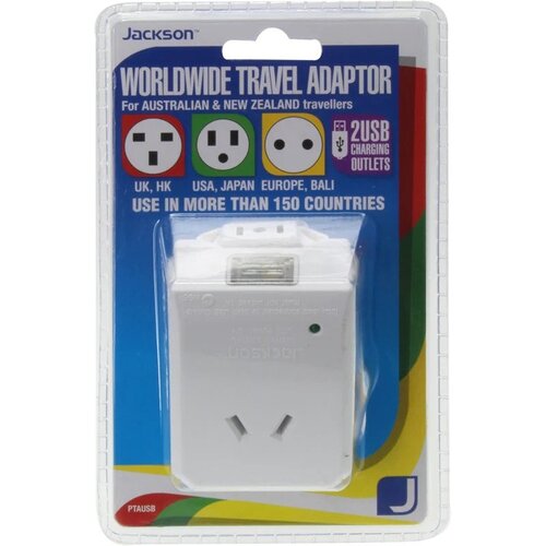 OSA Travel Adaptor - Worldwide w/ 2 x USB