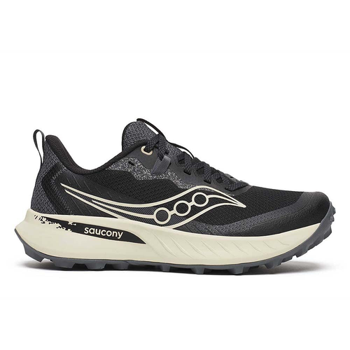 Saucony Peregrine 15 Womens Wide Trail Running Shoes - Black/Pearl - US10