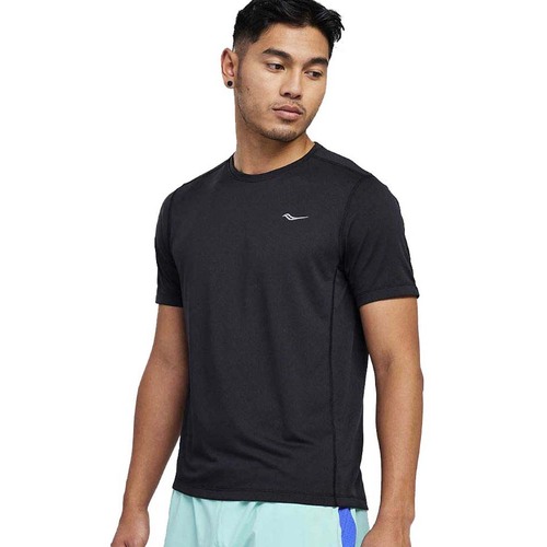 Saucony Stopwatch Short Sleeve Mens Running T-Shirt - Black - L