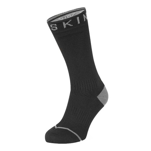 Sealskinz Briston Waterproof All Weather Mid Length Sock with Hydrostop - Black/Grey - S