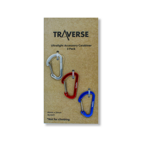 Traverse Accessory Carabiner 3 Pack - Red/Blue/Silver