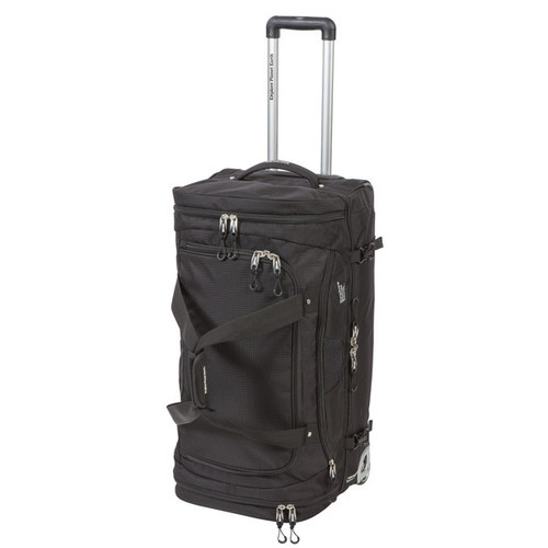 black duffle bag with wheels